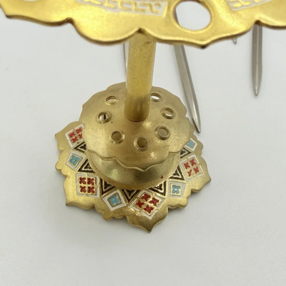 Vintage Toledo Sword Cocktail Toothpick Stand w/ 8 Swords Vintage Gold Spain